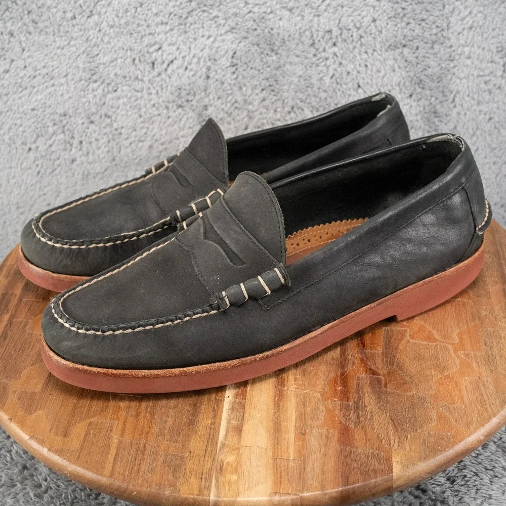 G.H. Bass Weejuns Waldo Penny Loafers  Black Suede Leather Men's Shoes Sz 11.5 D